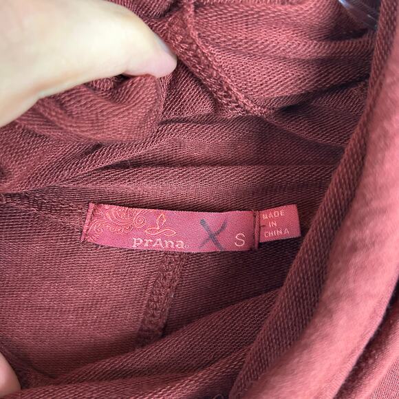 Prana Sweatshirt Dress Size Small Burgundy Hooded Pockets Casual  Modal - Picture 4 of 8